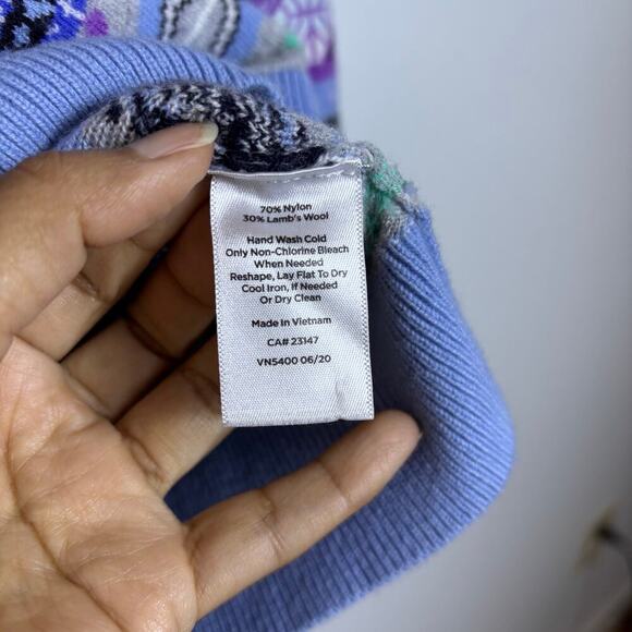 Talbots Cozy Fair Isle Crewneck Sweater size 1X Lambs Wool Preppy Warm Comfort - Picture 8 of 13